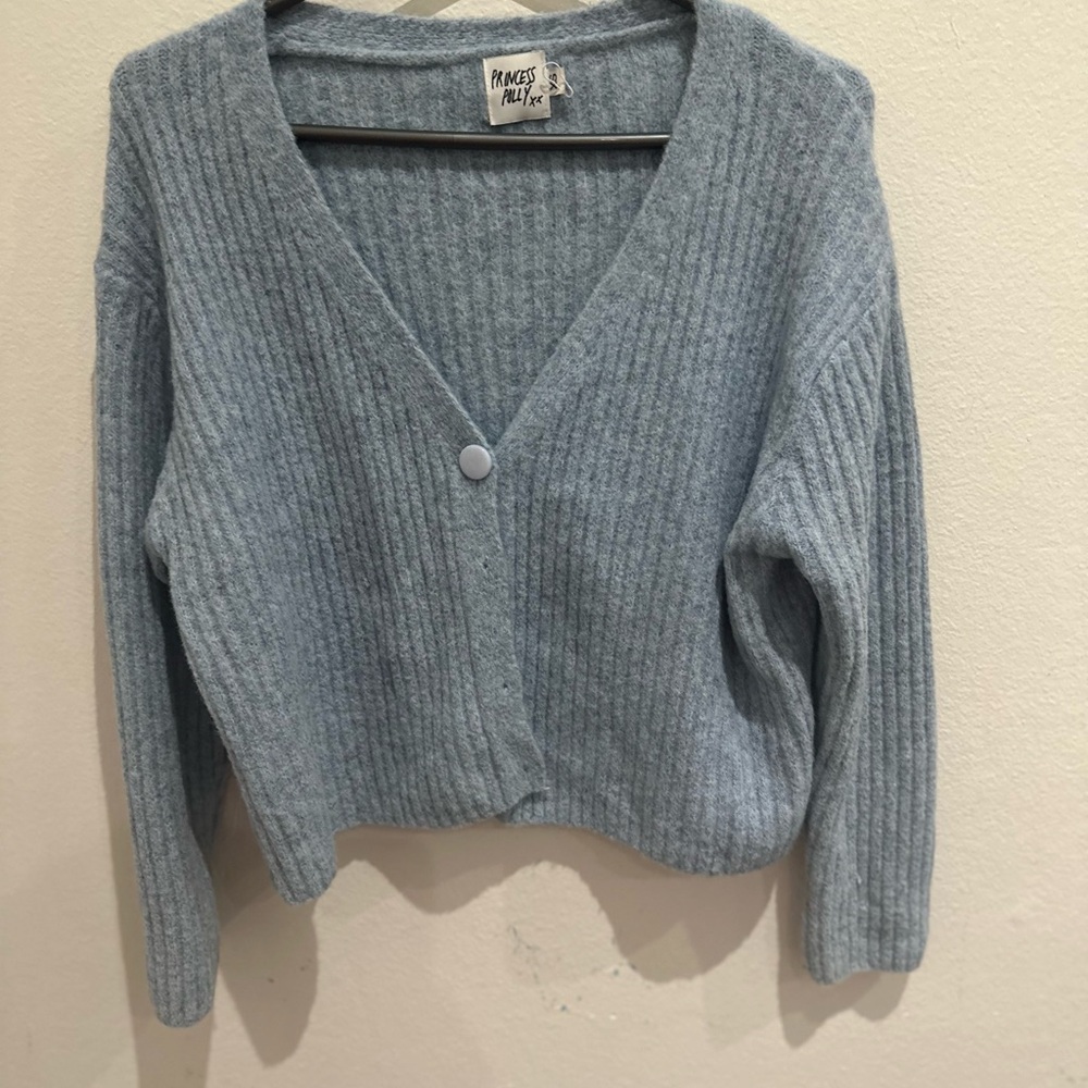 Hanes Light Blue Ribbed Cardigan